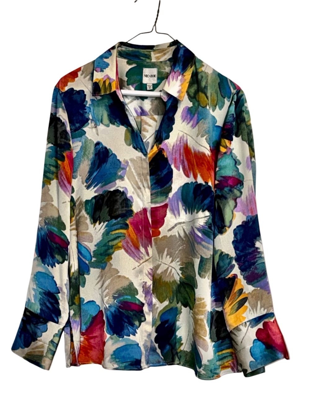 NIC+ZOE Watercolor Floral Blouse | Multicolor | Long Sleeve | Medium